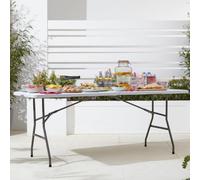 Lightweight 6ft Aluminum Folding Table - Portable Outdoor BBQ Camping & Picnic Table for Dining Buffets & Cooking (White) - Easy to Store & Transport