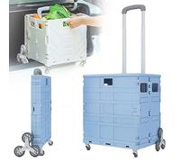 Lightweight 75L Folding Shopping Trolley with Secure Lid - 50KG Capacity 360° Wheels Telescopic Handle Perfect for Grocery Travel Camping & Storage Solutions.