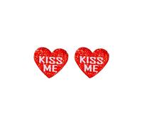 Lightweight Acrylic Pink Red Love Heart Stud Earrings Resin Love Statement Earrings for Women Wife Lover Valentines Mothers Day Gifts, S, Zinc, No Gemstone