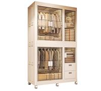 Lightweight Acrylic Wardrobe Closet Organizer with Hanging Rod, Swivel Wheels, Reversible Shelves, Foldable, Load Capacity 200 kg