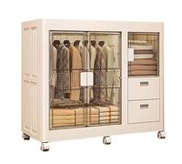 Lightweight Acrylic Wardrobe Closet Organizer with Hanging Rod, Swivel Wheels, Reversible Shelves, Foldable, Load Capacity 200 kg