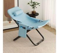 Lightweight Adjustable Folding Recliner Chair - Zero Gravity Camp Chair with Headrest, Padded for Comfort - Ideal for Fishing, BBQs, Picnics & Outdoor Activities (Blue)