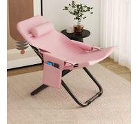 Lightweight Adjustable Folding Recliner Chair - Zero Gravity Camping Seat with Headrest, Padded for Comfort - Perfect for Fishing, BBQs, Picnics & Outdoor Activities (Pink)