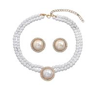 Lightweight Alloy Pearls Jewelry Set Minimalist Design Enhancer For Everyday Use & Giving Fashion Pearls Necklace Earrings Set