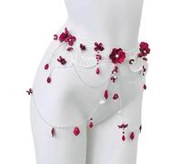 Lightweight Alloy Waist Jewelry With Detachable Red Flower Lace Fringe Decoration Suitable For Parties And Everyday Use Elegant Beaded Belly Chain