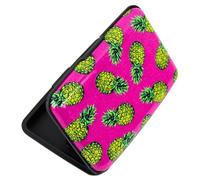 Lightweight Aluminium Card Holder with RFID Blocking Technology - Slim Hard Case Wallet for Credit Cards, Business Cards, & ID Cards - 6 Pockets, Fits 8 Cards - Multiple Colourful Designs (Pineapple)