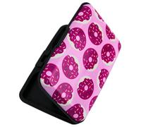 Lightweight Aluminium Card Holder with RFID Blocking Technology - Slim Hard Case Wallet for Credit Cards, Business Cards, & ID Cards - 6 Pockets, Fits 8 Cards - Multiple Colourful Designs (Donut)