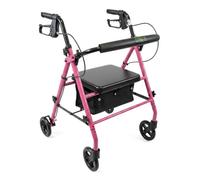 Lightweight Aluminium Folding Compact Rollator Wheeled Walking Frame - 5 Colours (.Pink)