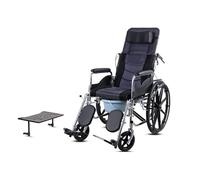 Lightweight Aluminium Wheelchair, Multifunctional Reclining Commode Wheelchair with Dining Table, High Back Support, Supports up to 300lbs