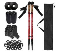 Lightweight Aluminum Alloy Hiking Poles, 2-Pack Adjustable Trekking Poles for Backpacking, Folding Trail Walking Sticks With Cork Handles & Quick Lock System, Men & Women(Red)