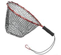 Lightweight Aluminum Alloy Telescopic Fishing Net Folding Design Silicone Dip Net Bag for Fly and Carp Fishing EVA Handle with Elastic Rope Lock (Red)