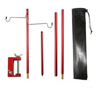 Lightweight Aluminum Camping Light Pole for Outdoor Fishing with Extendable Sections Spiral Stakes and Stable Base for Various Terrains (Red)