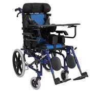 Lightweight Aluminum Folding Wheelchair with Dining Table, Full Recline for Transportation, Suitable for Children with Special Needs