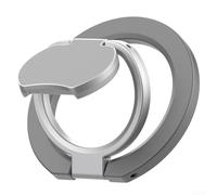 Lightweight Aluminum Magnetic Ring Holder with Kickstand for Seamless Transition Between Desk For Car and Bed Use (Gray)