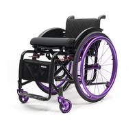 Lightweight Aluminum Manual Sport Wheelchair, Foldable Mobility Aid with Handbrakes, Quick Detach Wheels, Anti-Tip Stabilizers, Perfect for On-the-Go Use and Dynamic Daily Living,Purple,Seat width 42c