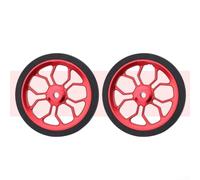 Lightweight Aluminum Roller Wheels 80mm Pair | for m6 mounting hole, 80mm diameter, alloy 6061 body, flat rubber ring, fits for brompton frame(2PCS red)