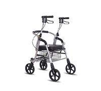 Lightweight Aluminum Walking Aid Vertical Walker with Rotating Wheel/Base Plate/Backrest Lock Brake Double The Comfort,