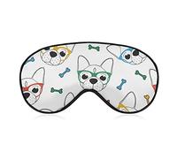Lightweight and Comfortable English Bulldog with Glasses Bone Pattern Sleep Eye Mask for Adult Kids Boys Teens, Eyeshade with Elastic Band Lunch Break Traveling Sleeping Eye Mask Cover