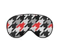 Lightweight and Comfortable Eye Mask Eyeshade for Men Women Kids, Black Red White Houndstooth in Patchwork Style Art Sleeping Mask for Naps Travel Dry Eye, Machine Washable BlockLight