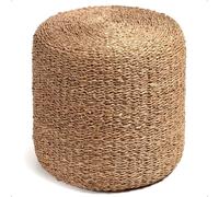 Lightweight Artisanal Round Jute Braided Pouffe Footstool idooka Natural One Size