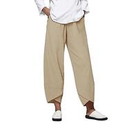 Lightweight Athletic Pants Womens Joggers Size 20 Womans Comfy Casual Pajama Pants Womens Loose Running Navy Wide Leg Trousers Women Cotton Gauze for Khaki L