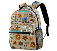Lightweight Backpack College School Bag Laptop Daypack for Adults and Kids Casual Rucksack Pirates Adventures