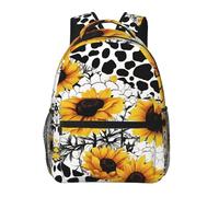 Lightweight Backpack for Gym Travel Bicycle - Big Capacity Multipurpose Anti-Theft Carry On Bag, 80S Vintage Sunflower Cow Print Travel Hiking Bag & Day Pack