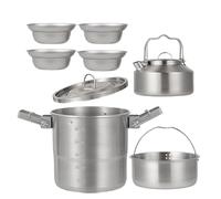Lightweight Backpacking Cook-Ware Kit - Camping Kettle Pots Set | Not Stick-Foldable - Portable Compact | Suitable For BBQ Picnic Hiking Backpackings