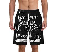 Lightweight Beach Shorts We Love Because He First Loves US 1 John 4 Swimming Trunks Men Quick Dry Boardshorts for Running Summer Gym S