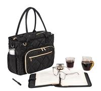 Lightweight Bible Bag with Bible Cover for Women,Quilted Tote Bag for Church,Bible Case,Christian Gifts for Women, Black