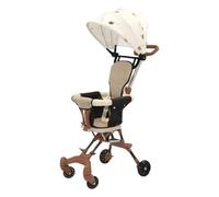 ＡＷＨＡＯ Lightweight, Bidirectional with Sun Canopy, Fits in The Trunk, Adjustable Parent Handle, 360° Swivel Wheel, Brown