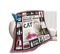 Lightweight Blanket, Wine Cat Decor Wine Cat Lovers, Flannel Throws, Bed Throw For Sofa, Couch, Travel M