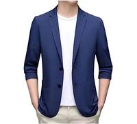 Lightweight Blazer For Men Uk, Ice Silk Fabric Men Suit Sport Coat Solid Sport Coats Jacket Slim Fit Anti-Wrinkle Lapel Suit Ultra Thin Jacket Slim Fit Jackets Suitable For Party Date Prom