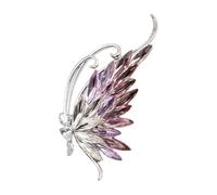 Lightweight Blue Crystal Butterfly Pin Secure Alloy Clasp Design Ideal For Long Term Wear At Work Or Social Event Lightweight Daily Wear Brooch