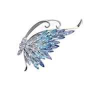 Lightweight Blue Crystal Butterfly Pin Secure Alloy Clasp Design Ideal for Long Term Wear At Work or Social Event Glittering Blue Butterfly Pin