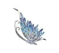 Lightweight Blue Crystal Butterfly Pin Secure Alloy Clasp Design Ideal For Long Term Wear At Work Or Social Event Lightweight Daily Wear Brooch