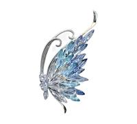 Lightweight Blue Crystal Butterfly Pin Secure Alloy Clasp Design Ideal for Long Term Wear At Work or Social Event Crystal Butterfly Brooch