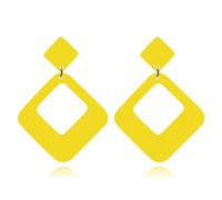 Lightweight Boho Simplicity Square Hollow Acrylic Earrings Retro Fashion Acrylic Square Statement Drop Earrings for Women, Metal