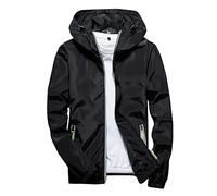 Lightweight Bomber Jacket Men UK Reflective Stripe Coats Men Casual Long Sleeve Pocket Hooded Coat Loose Solid Zipper Medium And Long Tops Hooded Sweatshirts Blouse Classic Cargo Outwear Black 7XL