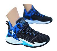 Lightweight boys' trainers breathable mesh for sports activities such as basketball running with comfortable fit durable design, blue, 5 UK