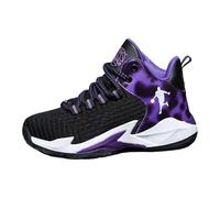 Lightweight boys' trainers breathable mesh for sports activities such as basketball running with comfortable fit durable design, purple, 13 UK