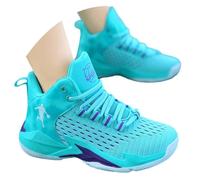 Lightweight boys' trainers breathable mesh for sports activities such as basketball running with comfortable fit durable design, sky blue, 4 UK Child