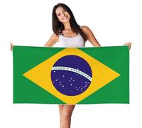 Lightweight Brazil National Flag Towel|Quick-Drying For Beach| Bath & Travel| Ideal For Outdoor Activities| Swimming| Camping| Easy To Pack & Durable
