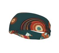 Lightweight Breathable Ethnic Circles Floral Pattern Print Hairband Casual Sweatband for Hiking Running Hairbands.