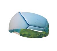 Lightweight Breathable Green Soccer Ball On Grassy Print Hairband Casual Sweatband for Hiking Running Hairbands.