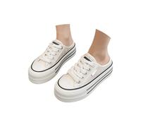 Lightweight Breathable Slip-On Sandals Lace Mesh for Parties Leisure - Platform Shoes Feminine Comfort Ideal Daily Companion Versatile, White, 2/2.5 UK