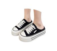 Lightweight Breathable Slip-On Sandals Lace Mesh for Parties Leisure - Platform Shoes Feminine Comfort Ideal Daily Companion Versatile, black, 4 UK