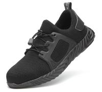 Lightweight Breathable Steel Toe Cap Safety Shoes Work Shoes Trainers Protective Footwear for Construction Industrial(807 All Black,10 UK)