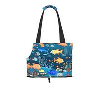 Lightweight, breathable travel small pet shoulder bag, WZYCWB Blue underwater world of fish printed pet shoulder bag