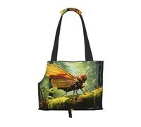 Lightweight, breathable travel small pet shoulder bag, WZYCWB Grasshopper on a branch printed pet shoulder bag